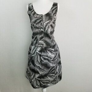 GAP Button Front Gray White Palm Print Sleeveless Tank Dress XS